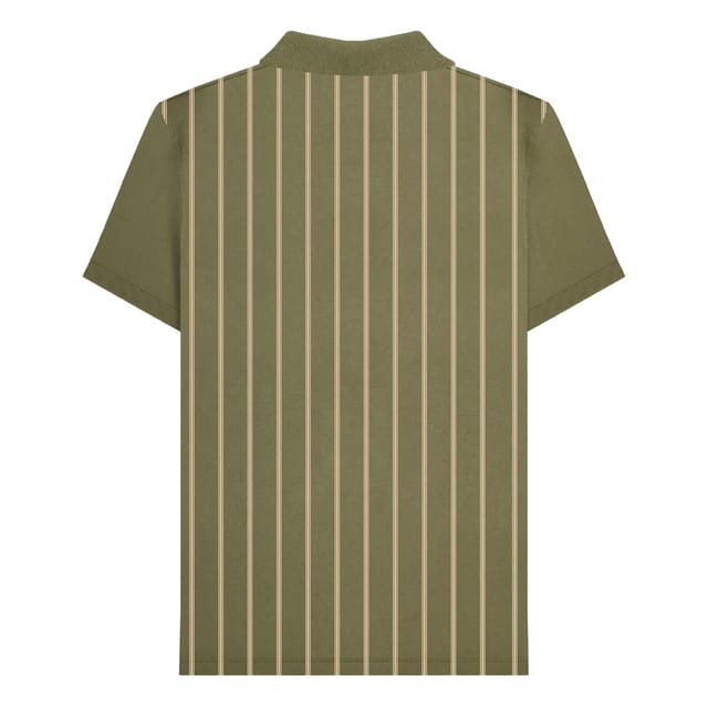 Lambretta Lambretta Men's Pinstripe Polo Shirt in Light Khaki - 2