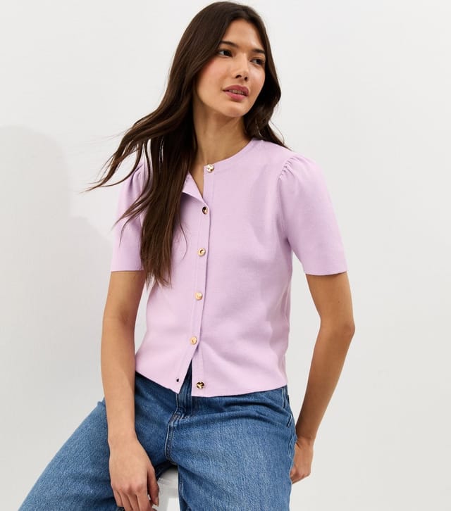 New Look Women's Lilac Lightweight Short Sleeve Cardigan New Look - 2