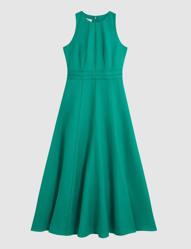 Hobbs London Hobbs London Women's Harewood Sleeveless Fit Flare Dress in Emerald - 2