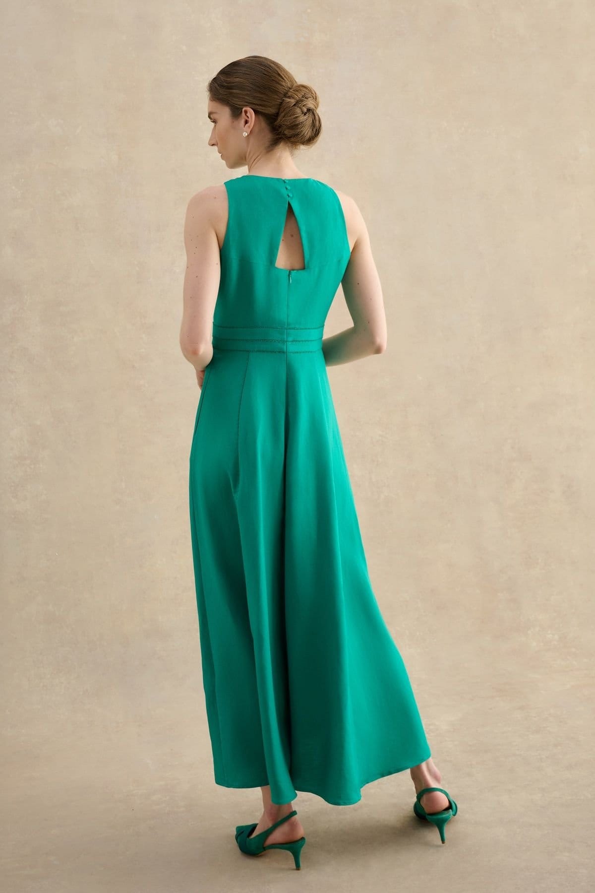 Hobbs London Hobbs London Women's Harewood Sleeveless Fit Flare Dress in Emerald - 4