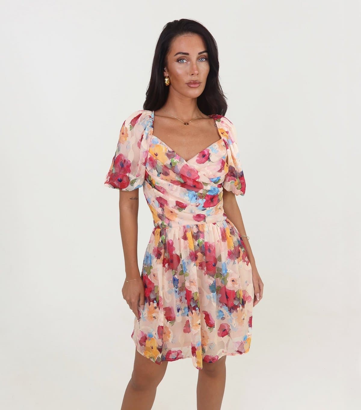 AX Paris Women's Pink Chiffon Floral Wrap Mini Dress AX Paris New Look