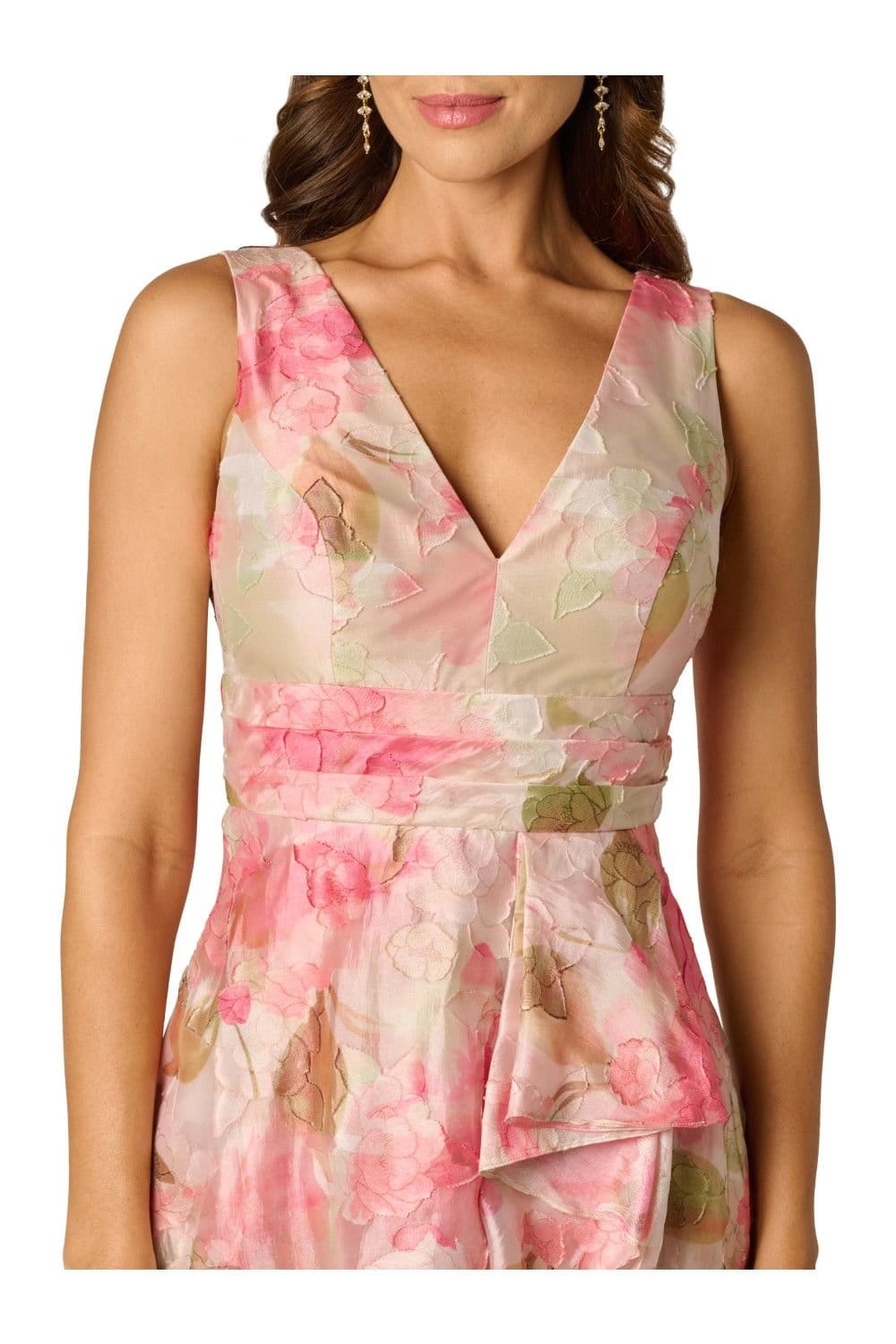 Adrianna Papell Adrianna Papell Women's Cascade Organza Midi Dress in Pale Pink - 4