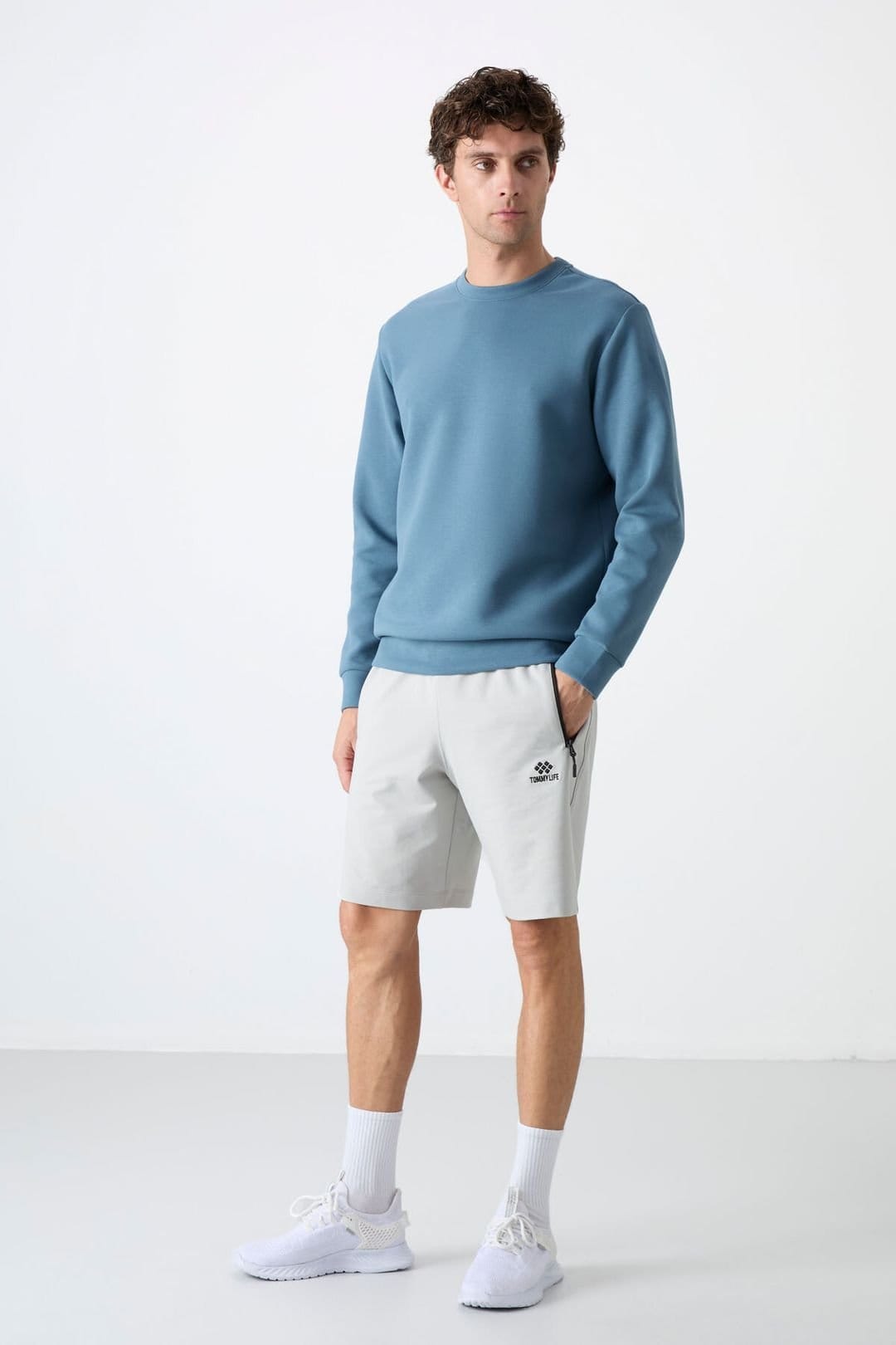 Tommy Life Tommy Life Men's Plain Crew Neck Sweatshirt in Blue - 4