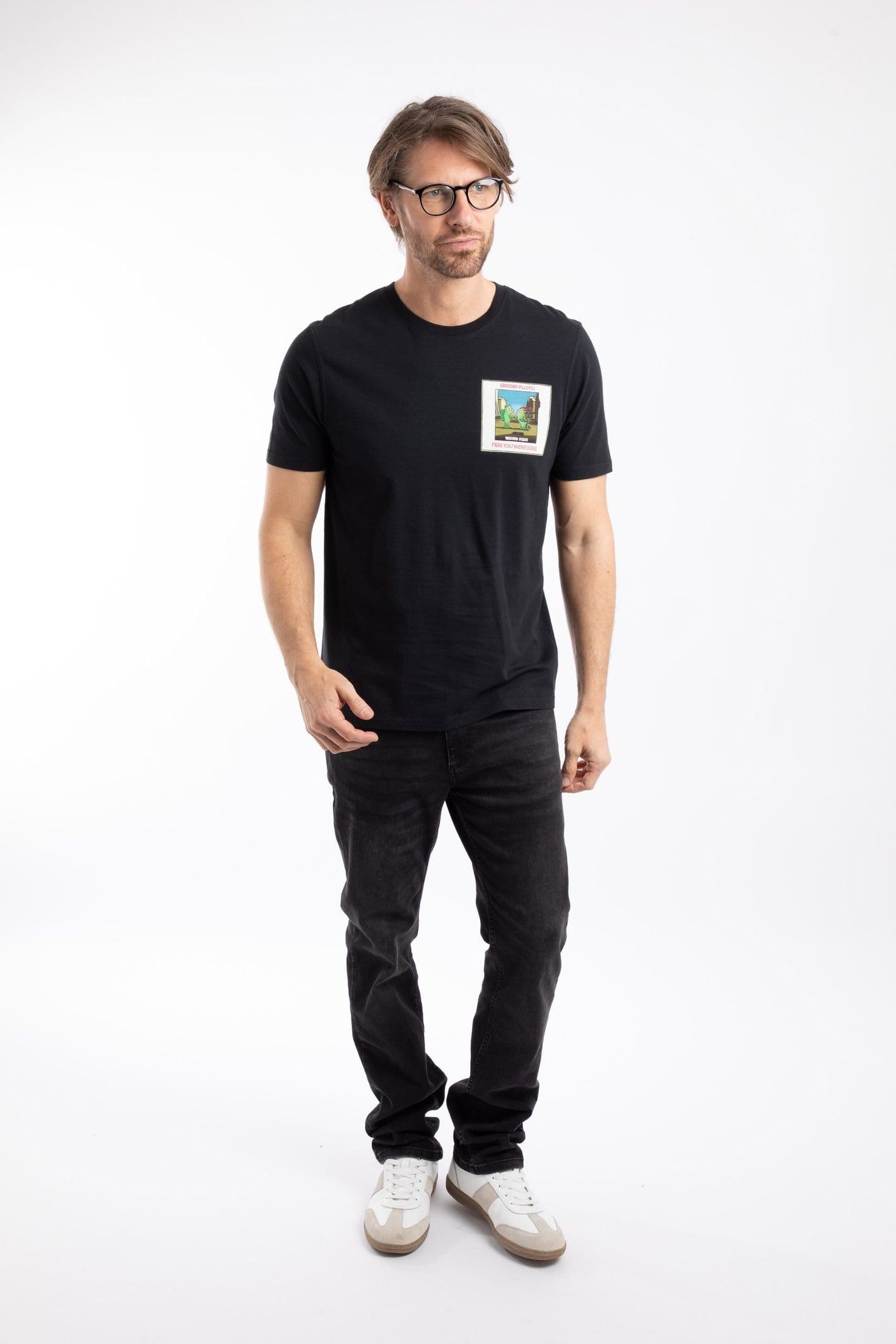 Weird Fish Weird Fish Men's Fish You Were Here Artist T-Shirt in Black - 4