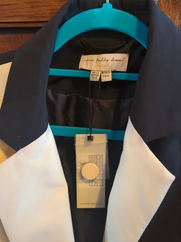 Never Fully Dressed NFD black and cream fashion blazer / jacket