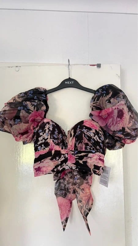 ASOS Floral Print Puff-Sleeve Top, Size 10