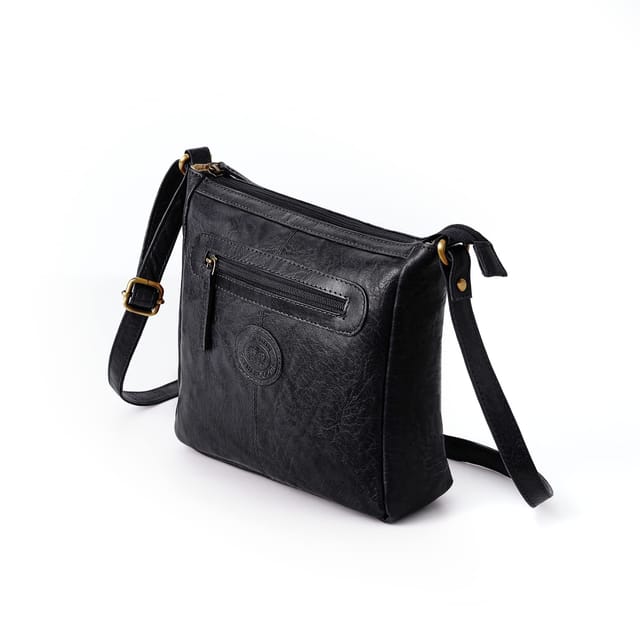Woodland Leathers Woodland Leathers Women's Genuine Leather Crossbody Bag Vintage Style in Black - 2