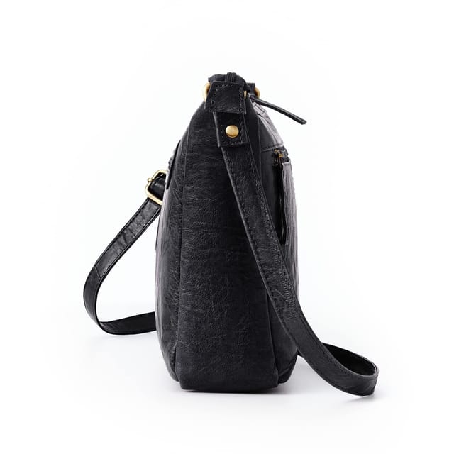 Woodland Leathers Woodland Leathers Women's Genuine Leather Crossbody Bag Vintage Style in Black - 3
