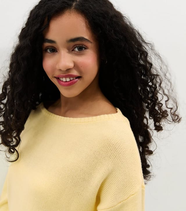 New Look Girls' Light Yellow Slash Neck Jumper New Look - 2