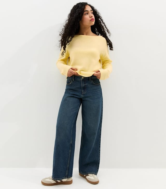 New Look Girls' Light Yellow Slash Neck Jumper New Look - 3