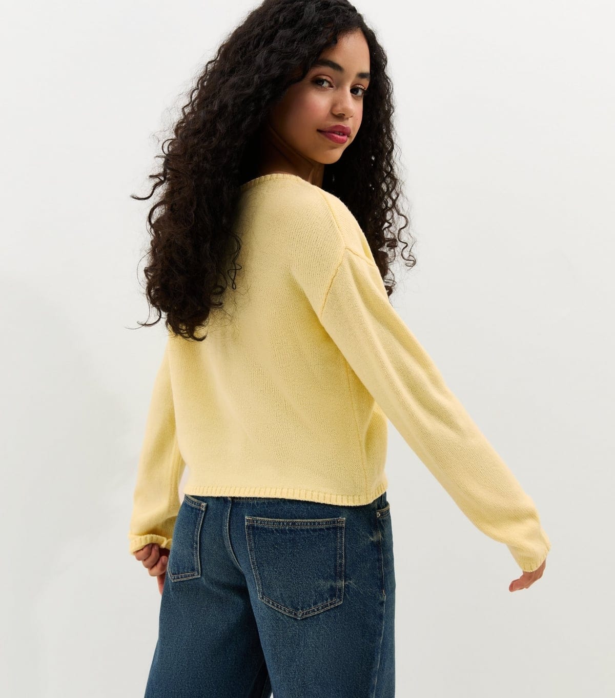 New Look Girls' Light Yellow Slash Neck Jumper New Look - 4