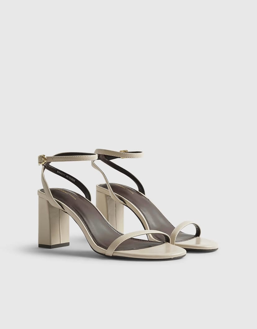 ASOS River Island Cream block heeled open toe sandals in ecru - 1