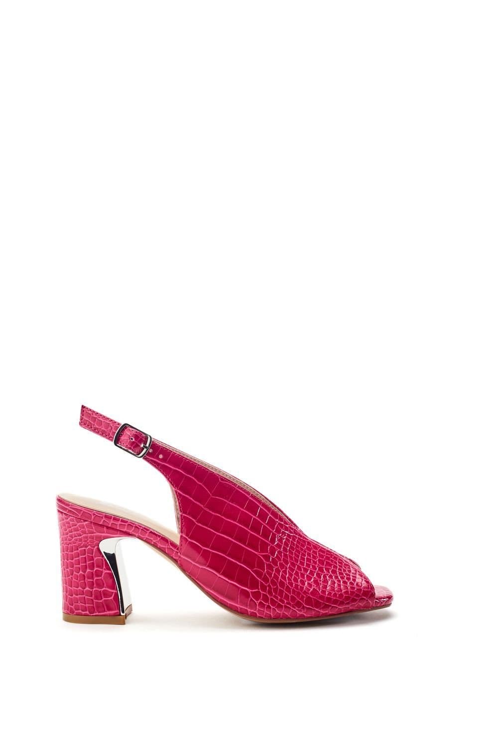 Moda in Pelle Moda In Pelle Women's 'Love' Mocc Croc Heeled Sandals in Pink