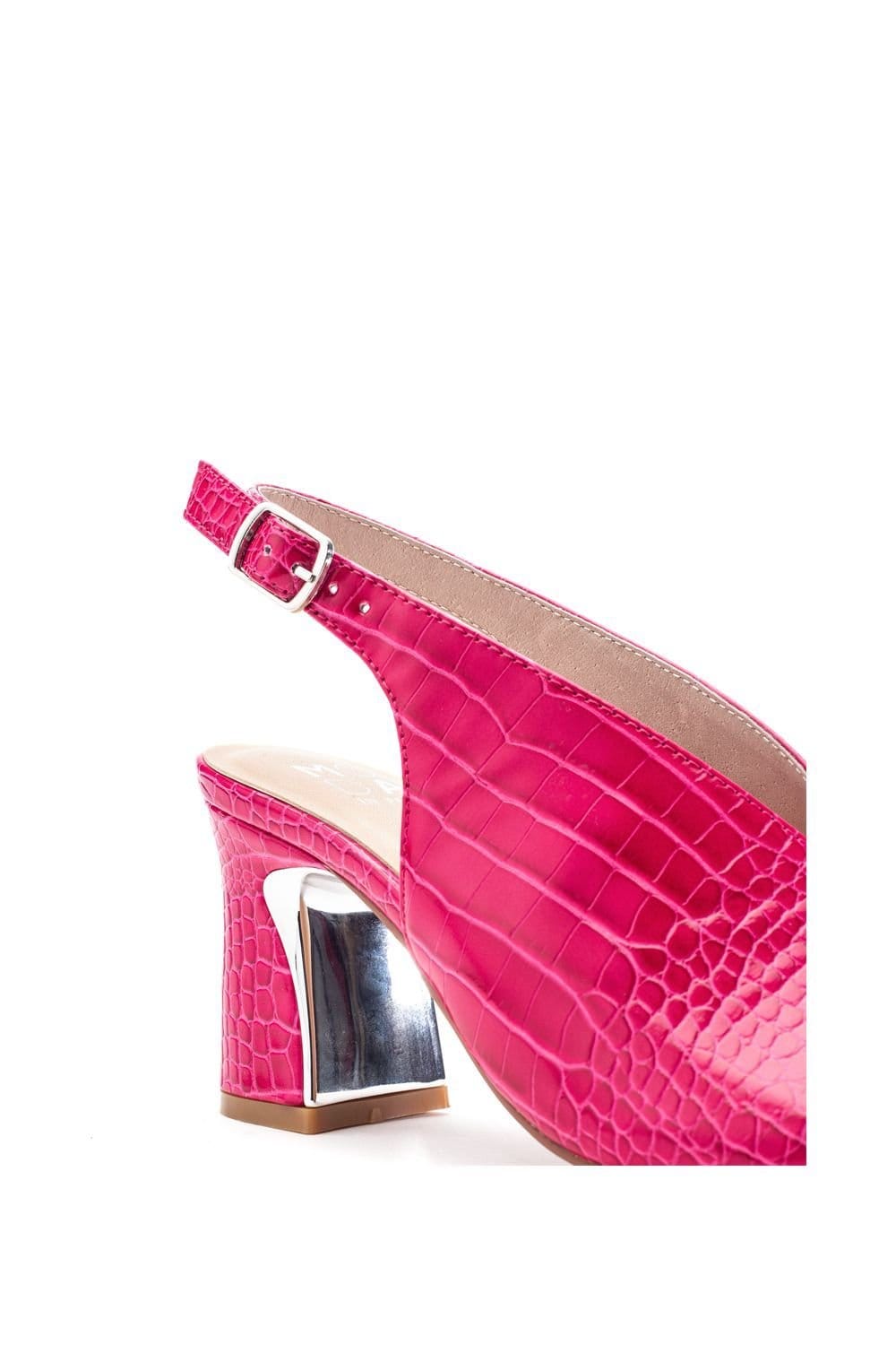 Moda In Pelle Moda In Pelle Women's 'Love' Mocc Croc Heeled Sandals in Pink - 4