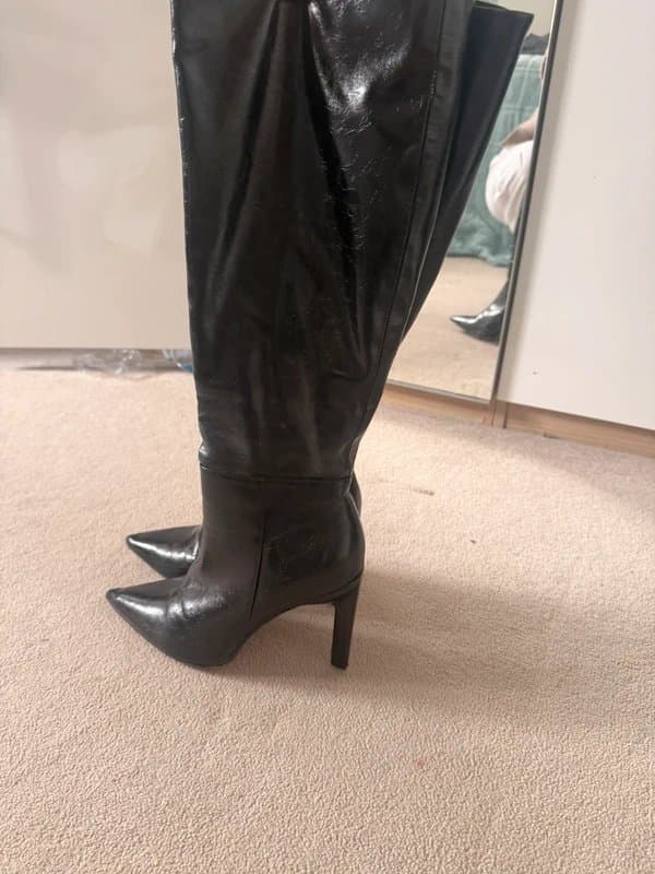 ASOS Design Black leather look knee high boots