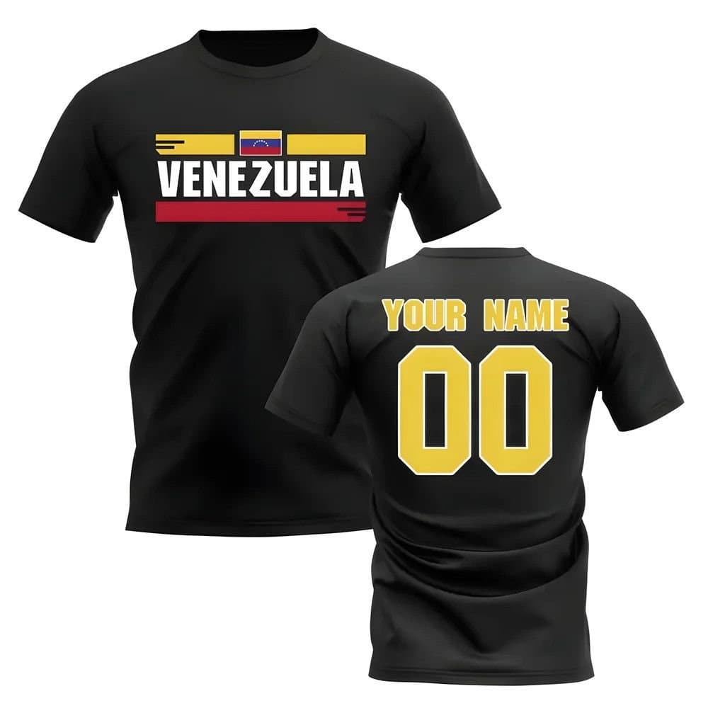 Venezuela Venezuela Men's Personalised Fan Football T-Shirt black