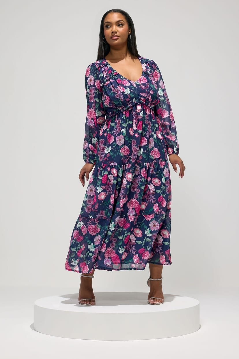 Yours Yours Women's Floral Long Sleeve Maxi Dress - 1