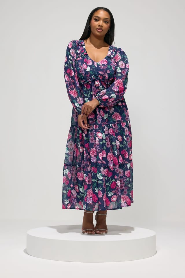 Yours Yours Women's Floral Long Sleeve Maxi Dress - 3