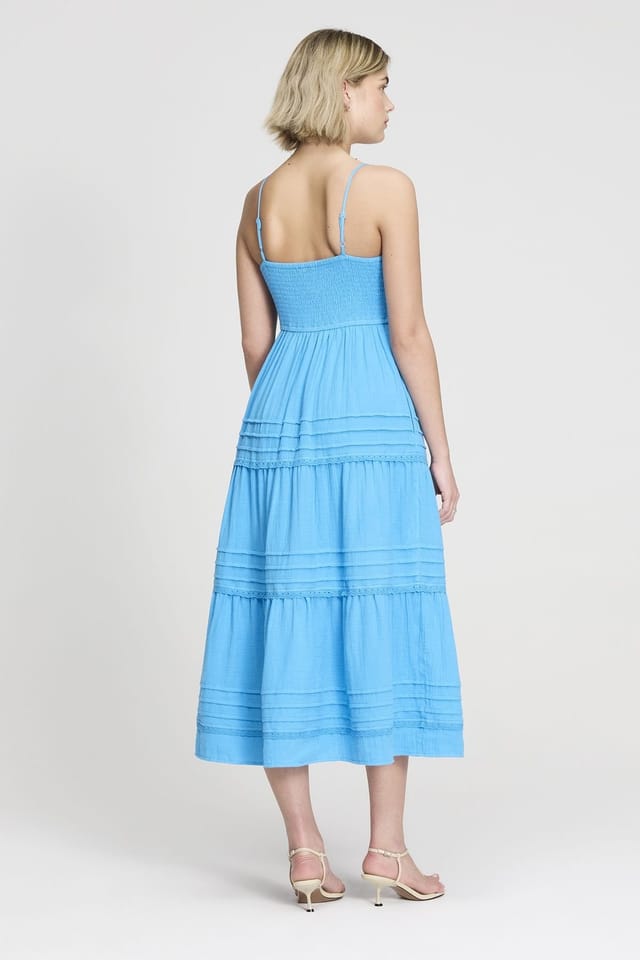 Finery London Finery London Women's Hazel Cotton Cheesecloth Midi Dress in Bright Blue - 3