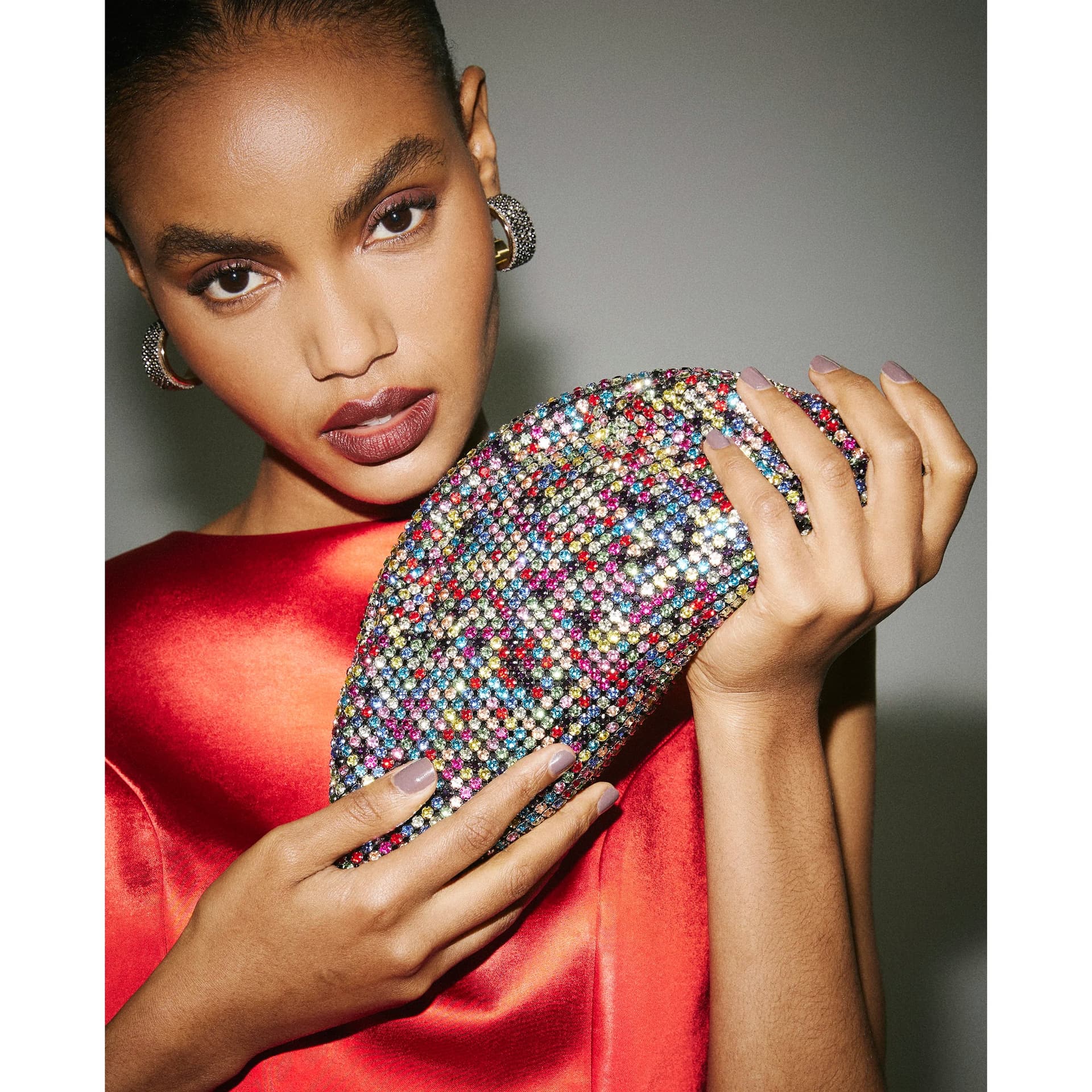 River Island River Island Womens Pink Rainbow Gem Slouch Clutch Bag