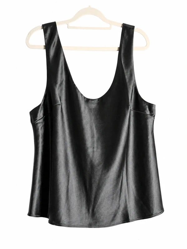 ASOS Black Satin V-Neck Tank Top
