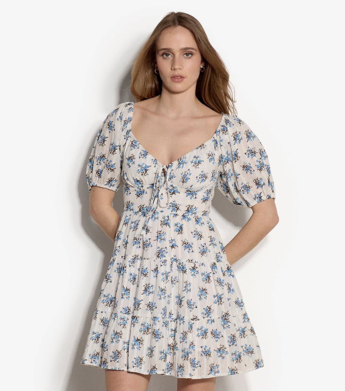 Apricot Women's White Floral Puff Sleeve Milkmaid Mini Dress Apricot New Look