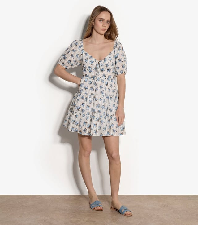 Apricot Women's White Floral Puff Sleeve Milkmaid Mini Dress Apricot New Look - 3