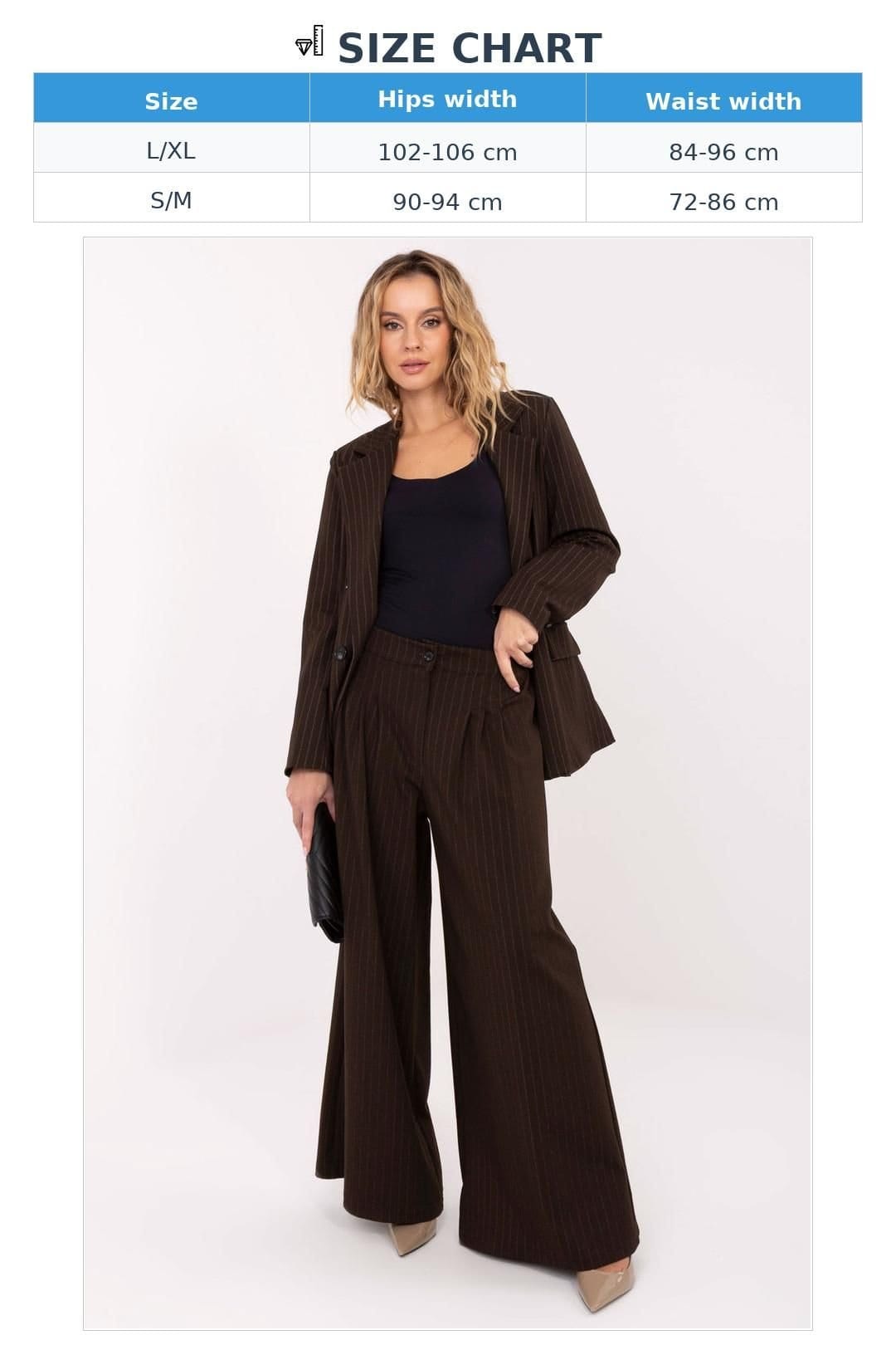 Love Lace Love Lace Women's Striped High Waist Palazzo Trousers with Pleats in Brown - 4