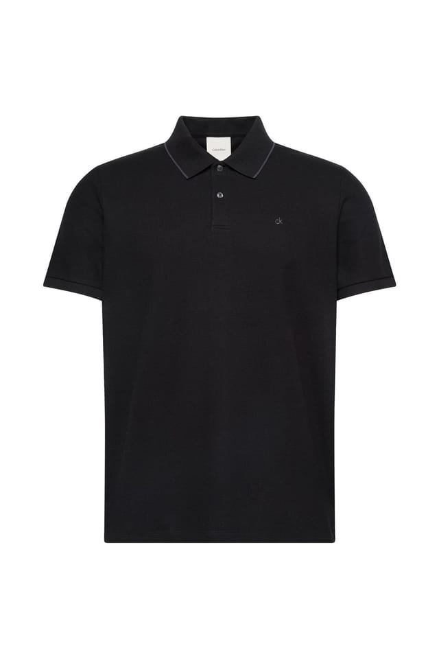 Calvin Klein Calvin Klein Women's Short Sleeved Refined Pique Tipped Classic Polo Black - 2