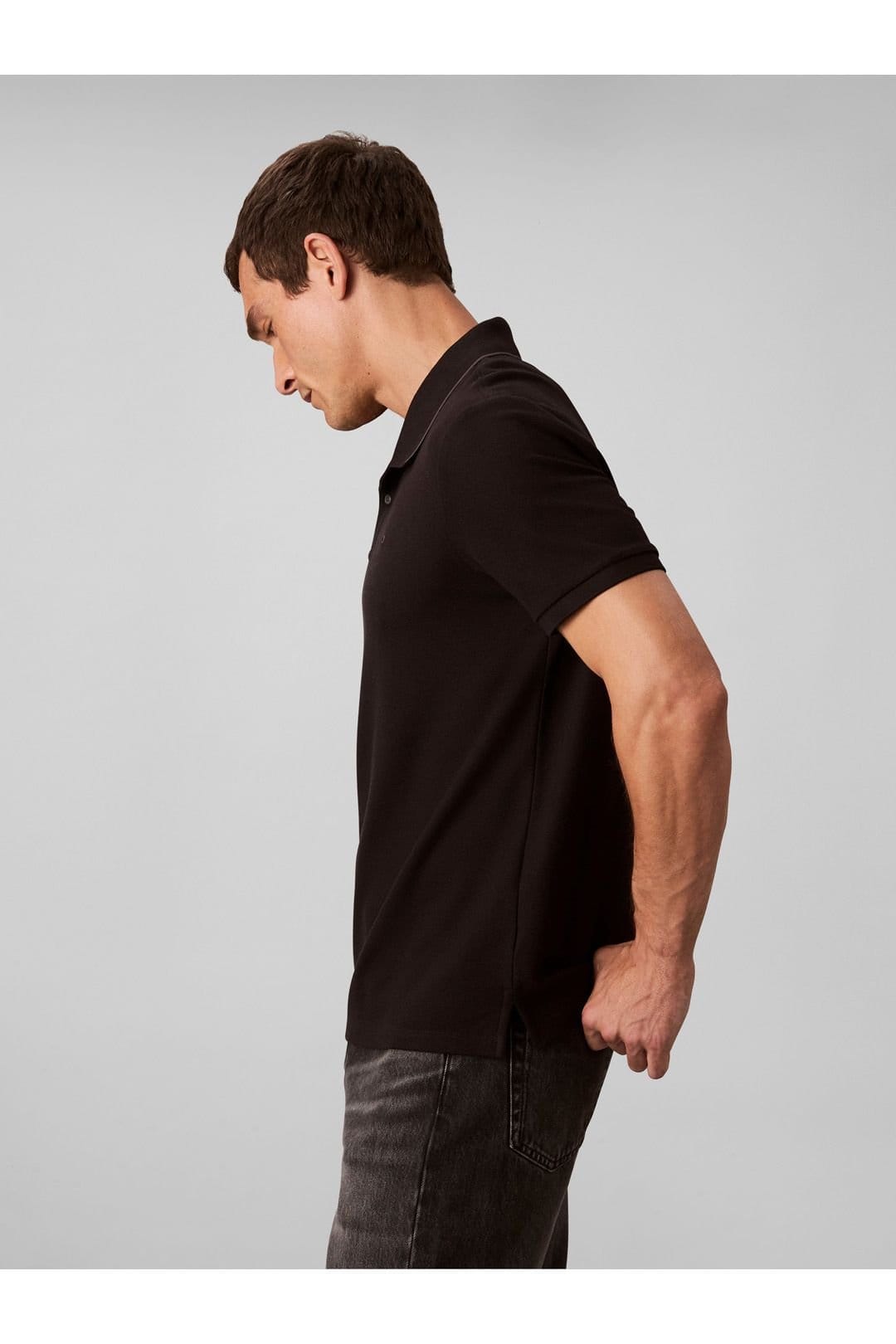 Calvin Klein Calvin Klein Women's Short Sleeved Refined Pique Tipped Classic Polo Black - 4