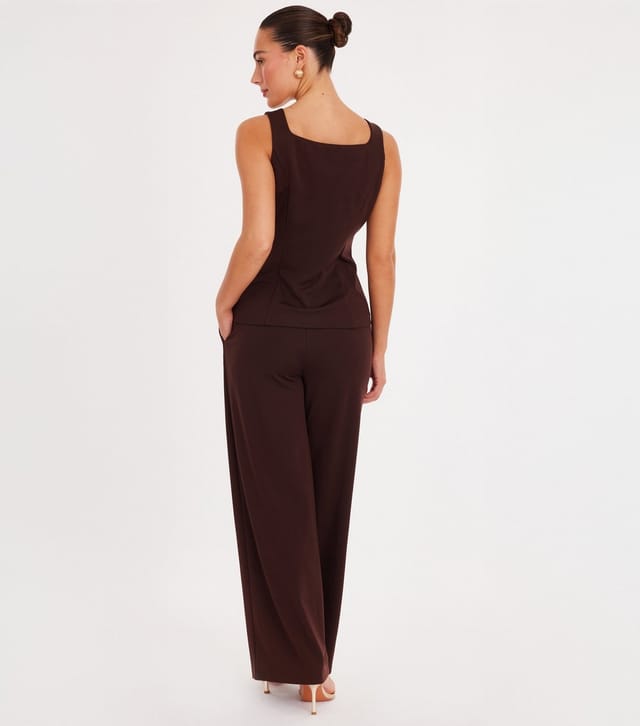 Quiz Women's Brown Abstract Button Waistcoat Quiz New Look - 3