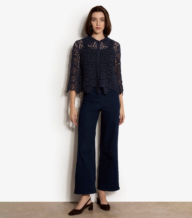 Apricot Women's Navy Crochet Shirt Top Apricot New Look - 2