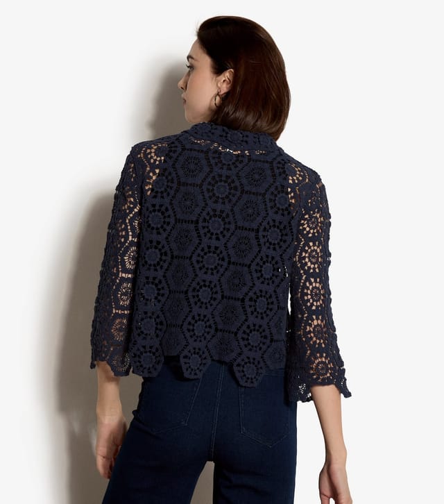 Apricot Women's Navy Crochet Shirt Top Apricot New Look - 3