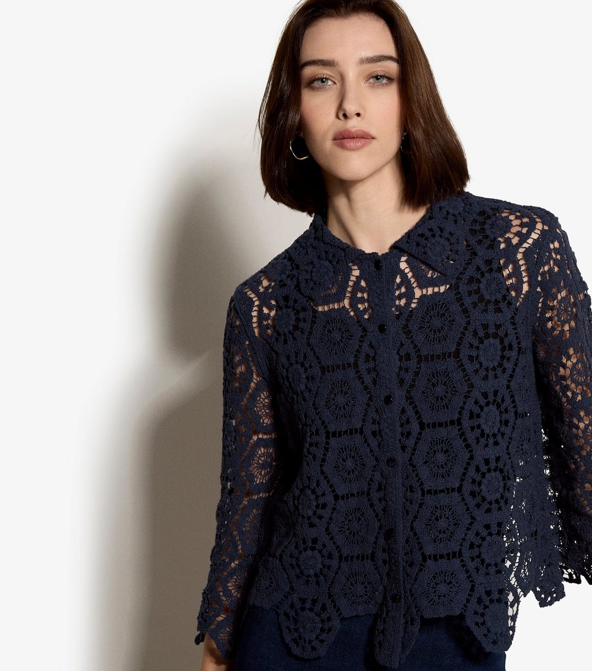 Apricot Women's Navy Crochet Shirt Top Apricot New Look - 4