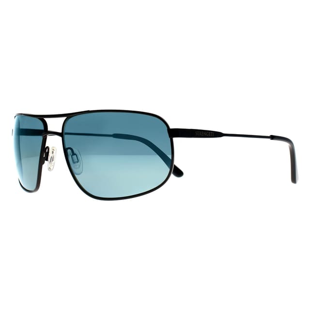 Serengeti Serengeti Men's Rectangle Shiny Black Saturn Polarized 555nm Blue Dante 2.0 - 2