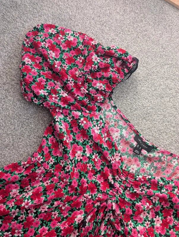 New Look Floral Summer Puff Sleeve Mini Dress Newlook UK16