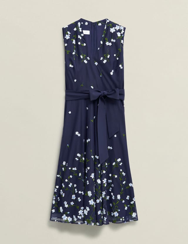 Hobbs London Hobbs London Women's Aria Embroidered Dress in Dark Navy - 2