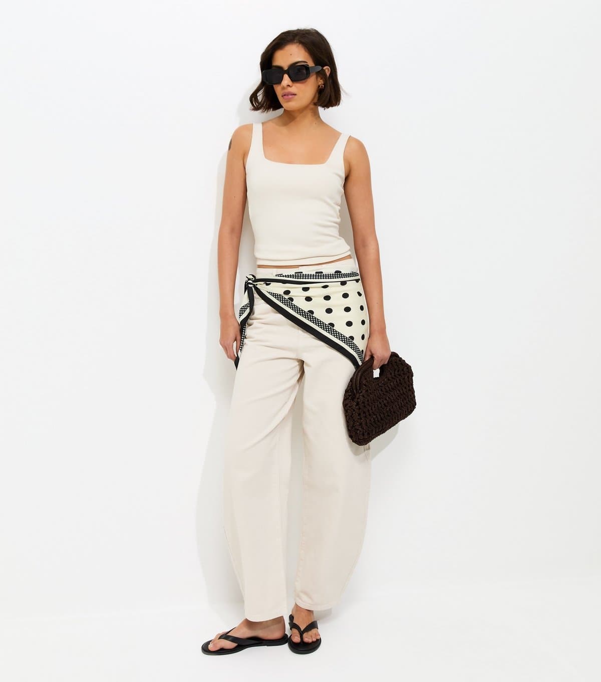 New Look New Look White Polka Dot Bandana Hair Accessory