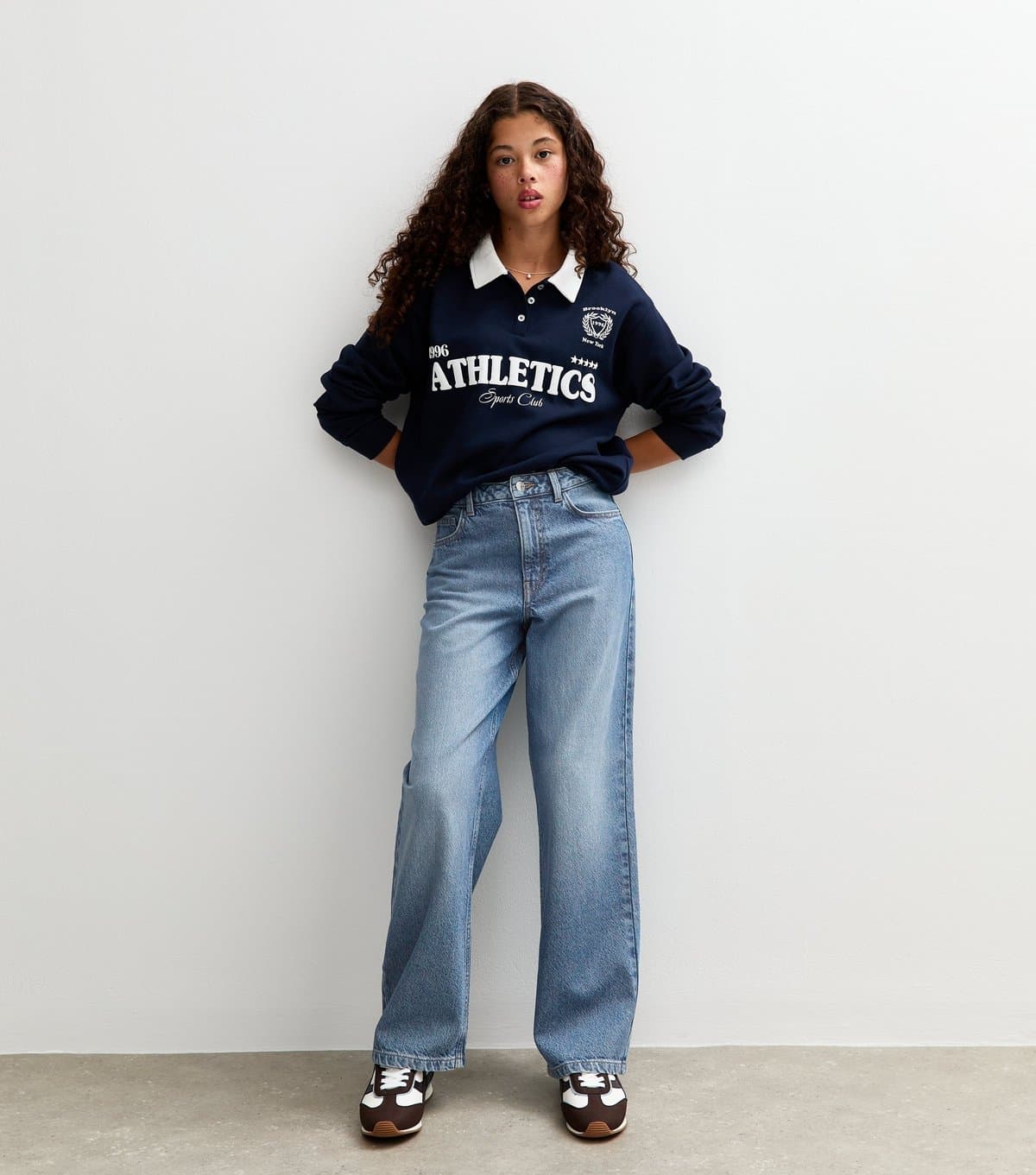 New Look Girls' Blue Denim Wide Leg Jeans New Look