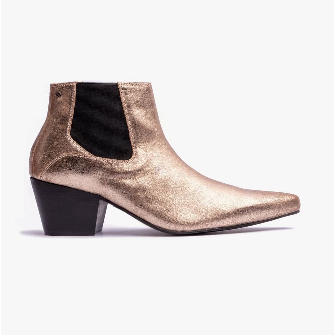 Club Cubano Club Cubano Men's Mccartney Pull On Cuban Heel Ankle Boots in Gold