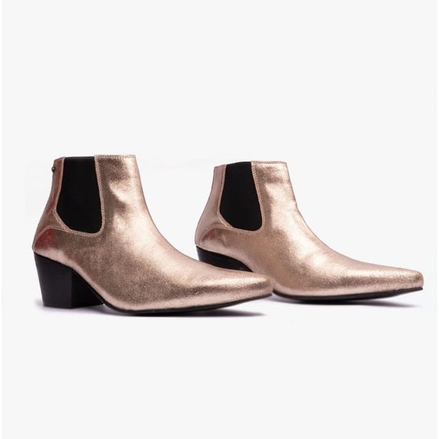 Club Cubano Club Cubano Men's Mccartney Pull On Cuban Heel Ankle Boots in Gold - 2