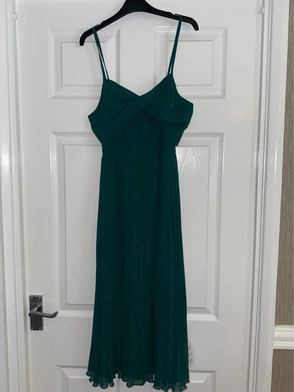 ASOS Design Forest green chiffon style pleated dress