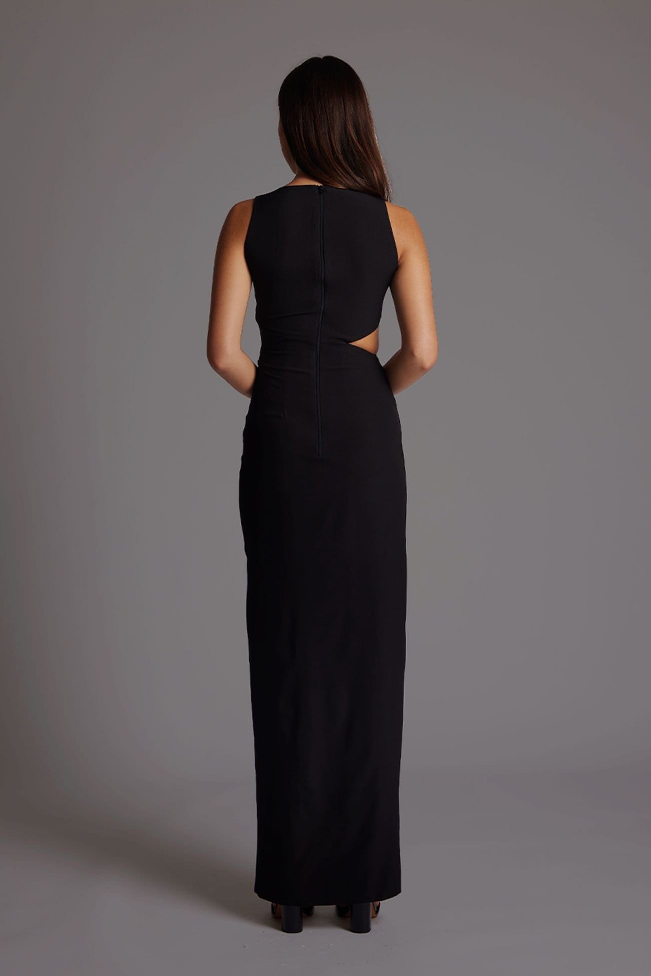 Vesper Vesper Women's Ruched Maxi Dress with Cut-Out in Black - 4