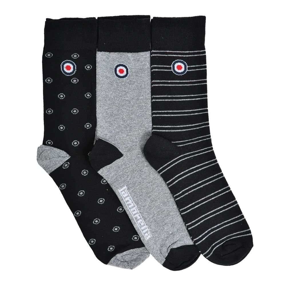 Lambretta Lambretta Men's Target Socks (Pack of 3) in Black