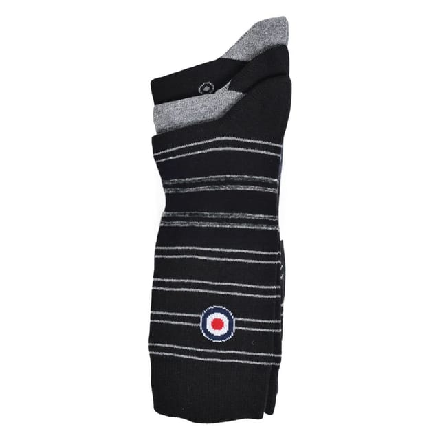 Lambretta Lambretta Men's Target Socks (Pack of 3) in Black - 2