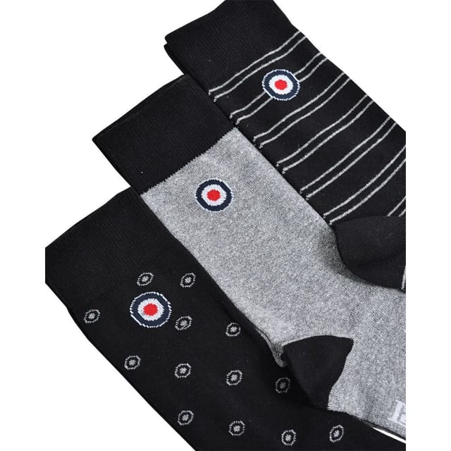 Lambretta Lambretta Men's Target Socks (Pack of 3) in Black - 3