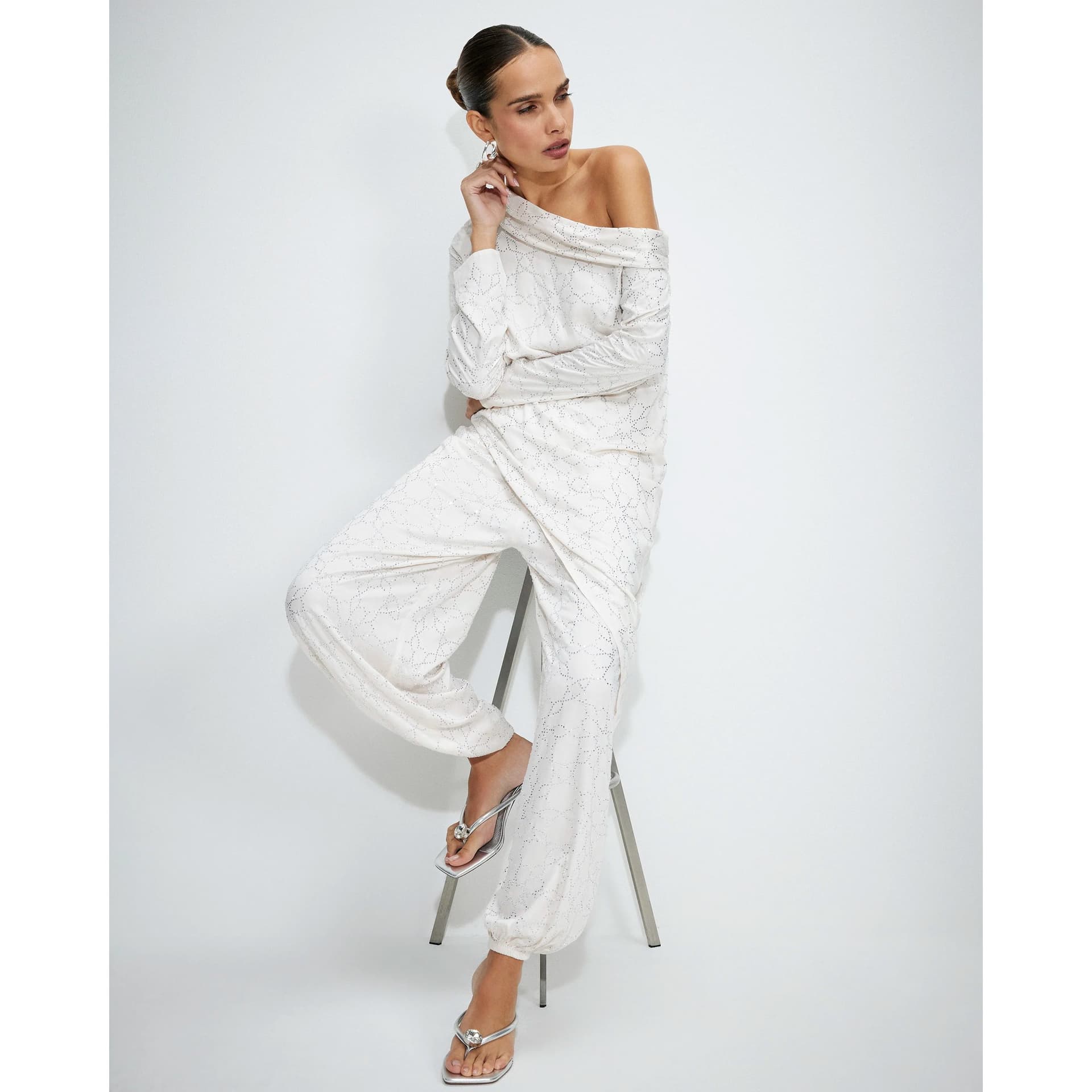 River Island River Island Womens Cream Hotfix Balloon Leg Trousers