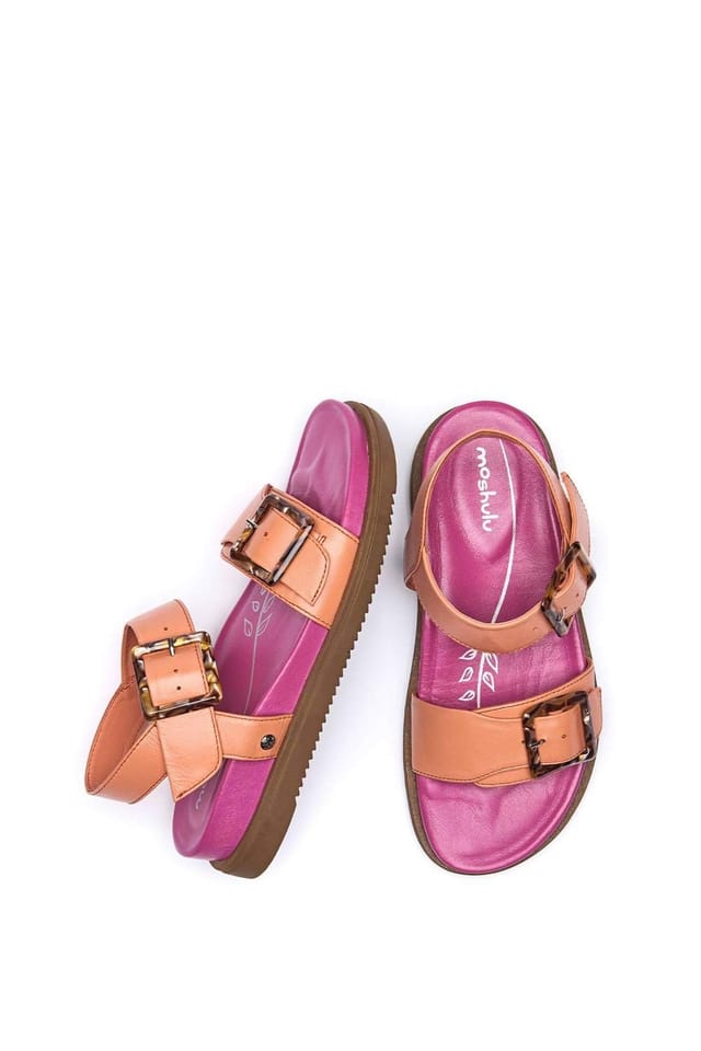 Moshulu Moshulu Women's 'Newark 2' Colourful leather buckle sandals in Pale Orange - 2