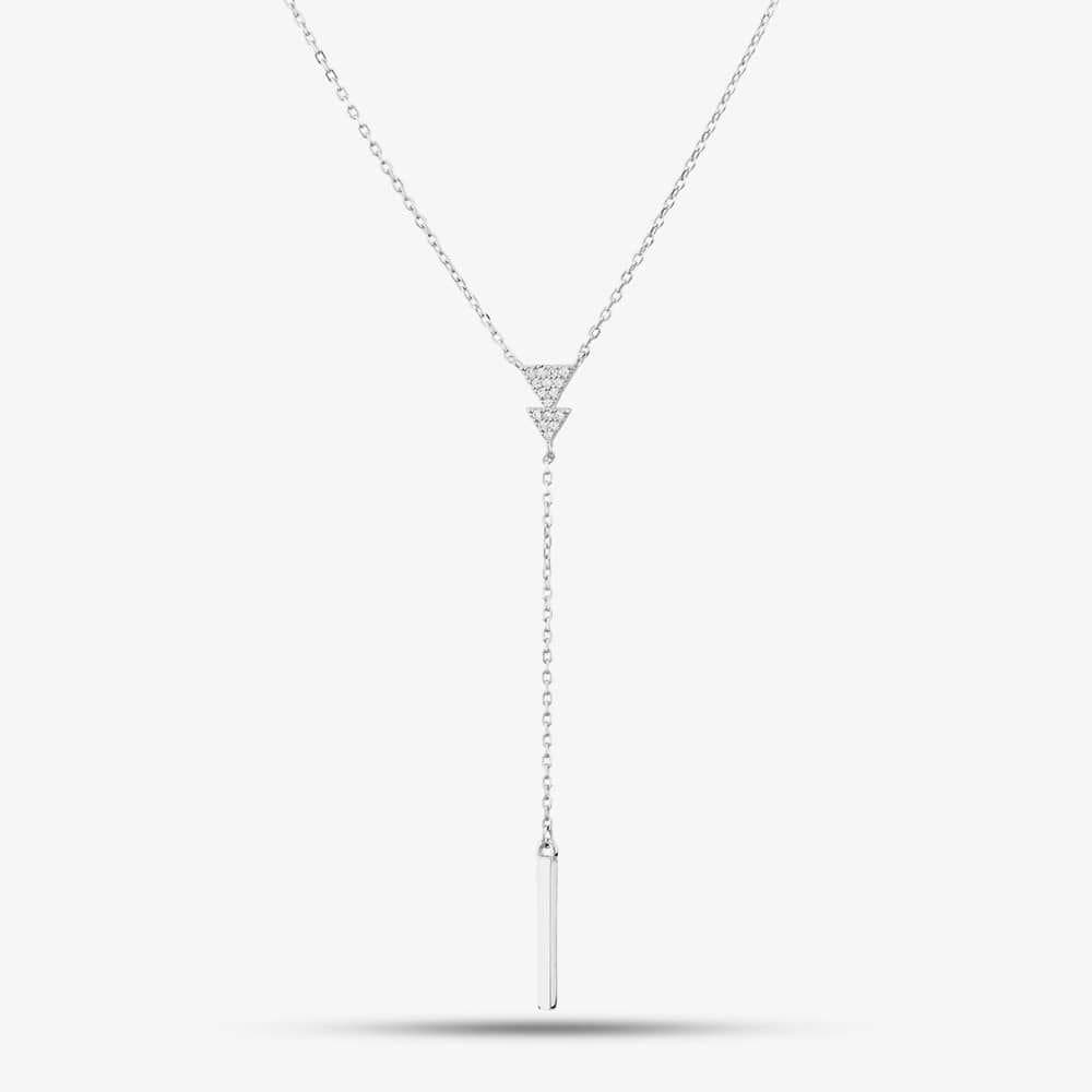 T.H.Baker T.H.Baker Women's Sterling Silver Cubic Zirconia Triangle Lariat Necklace N611054
