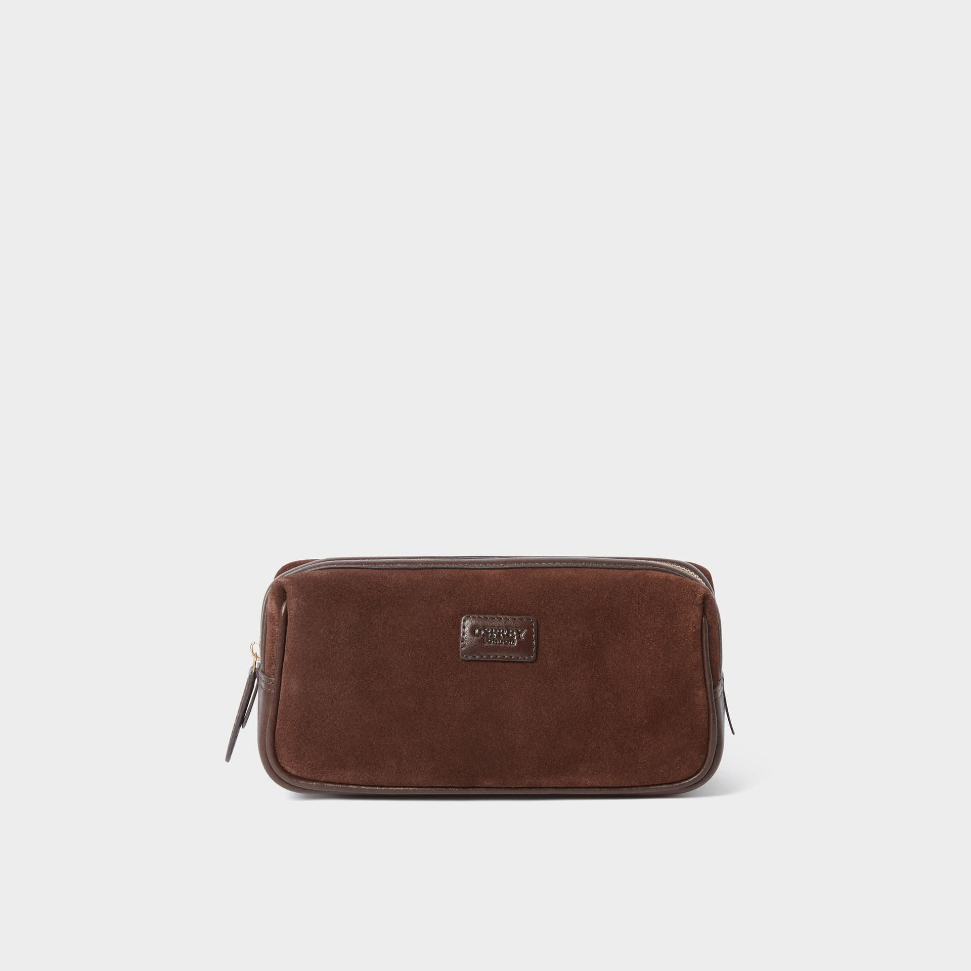 OSPREY LONDON OSPREY LONDON Men's The Mocha Suede Washbag in Chocolate